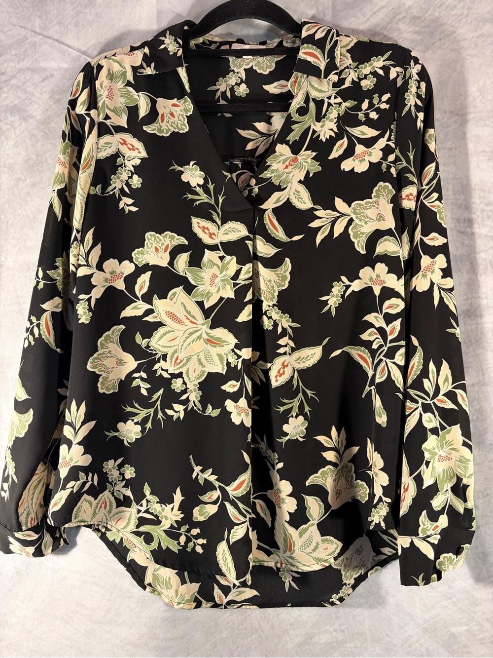 Maurices Floral Blouse Women’s Small Black Long Sleeve Lightweight Boho Top